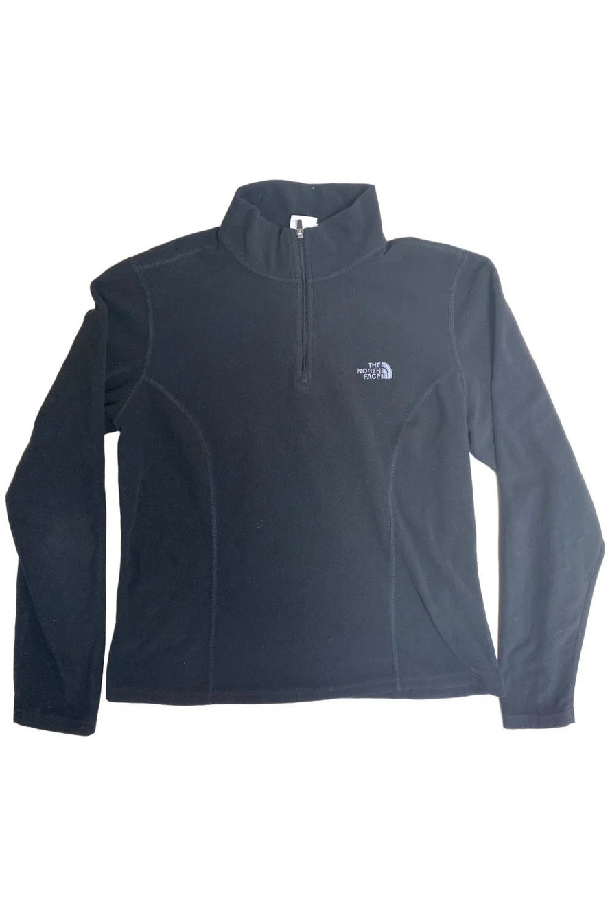The North Face Women's TKA Glacier 1/4 Zip Sweater Black/Gray - Regular